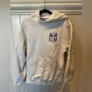 OBEY Boys Men’s Size Small Cream & Black Hoodie
